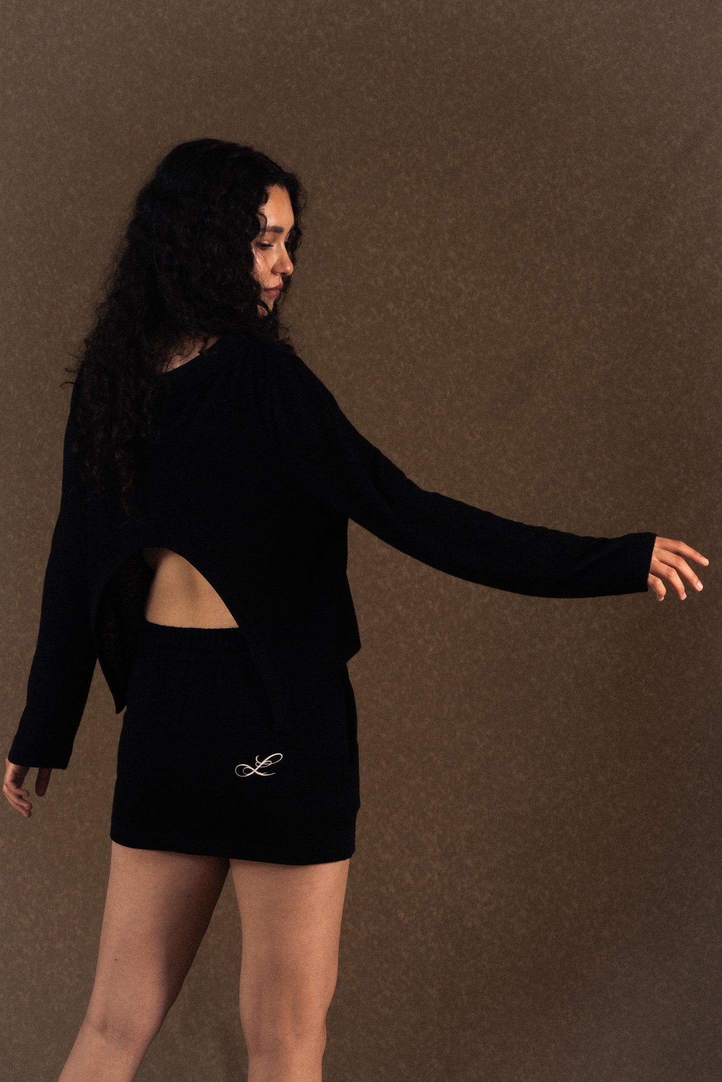 Open Back Crewneck Sweater