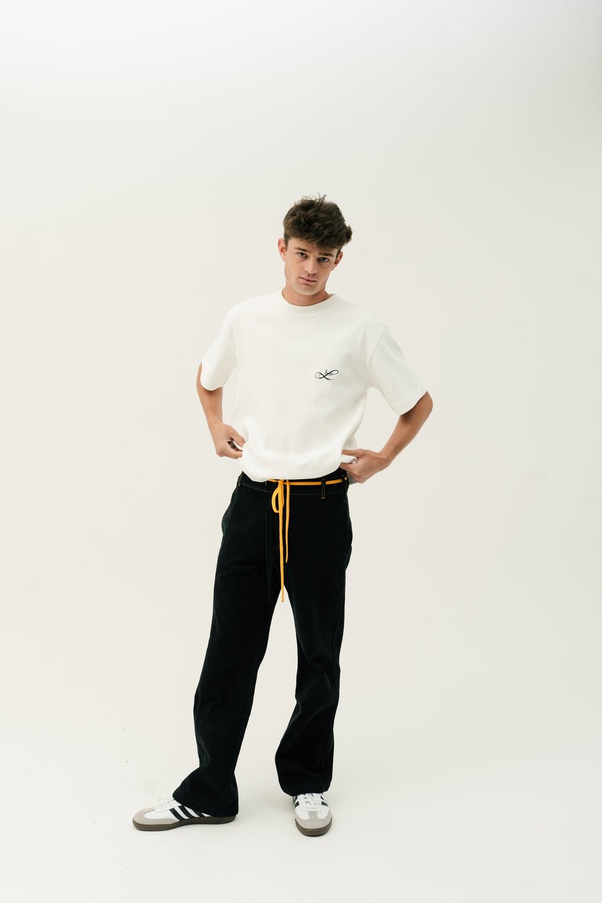 Paneled Drawstring Jeans M Fit