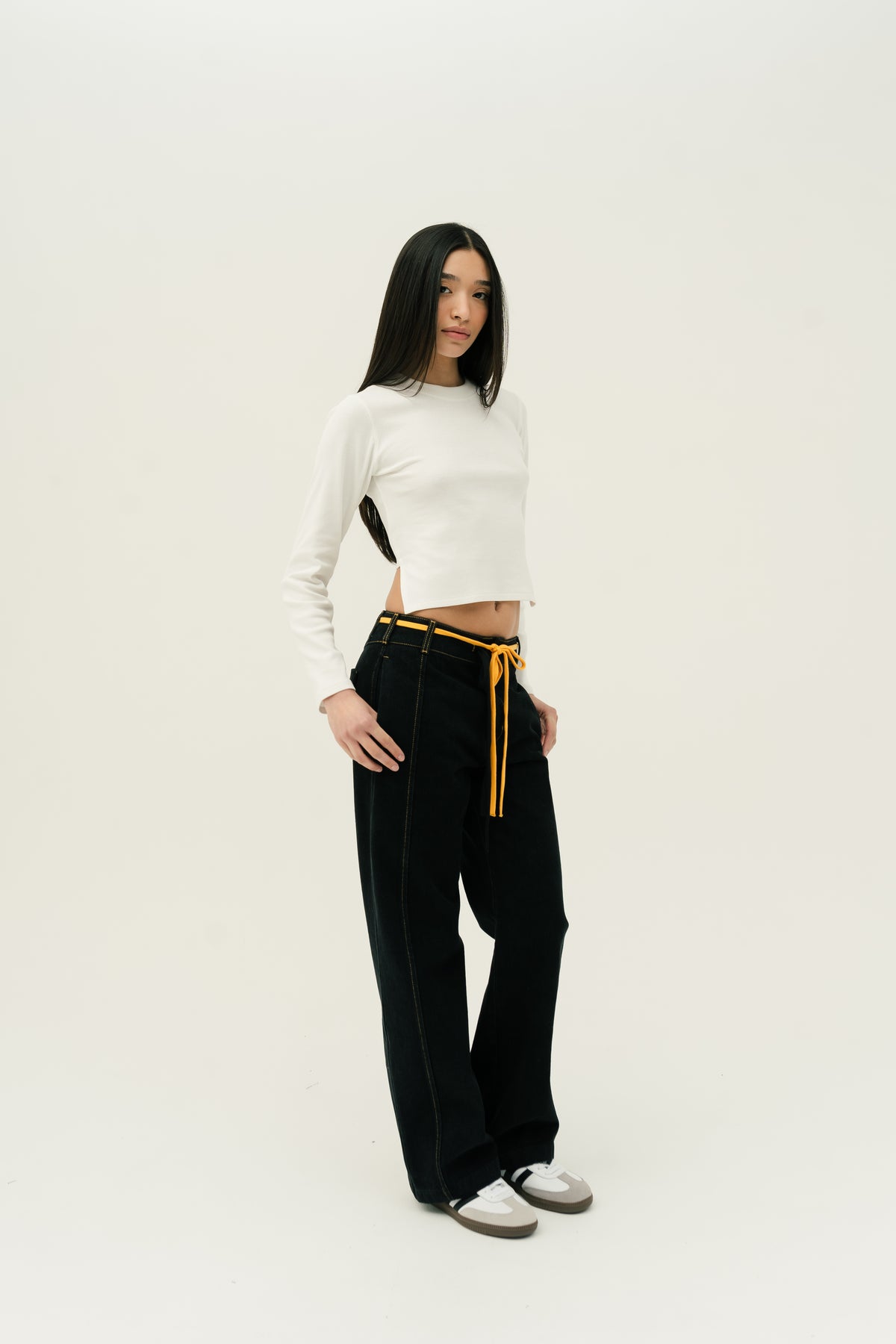 Paneled Drawstring Jeans W Fit