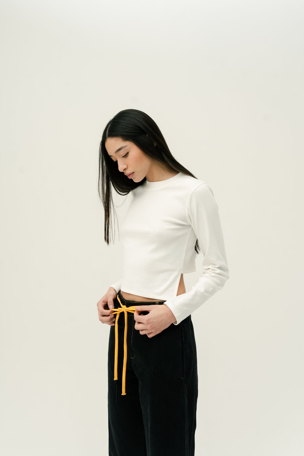 Paneled Drawstring Jeans W Fit