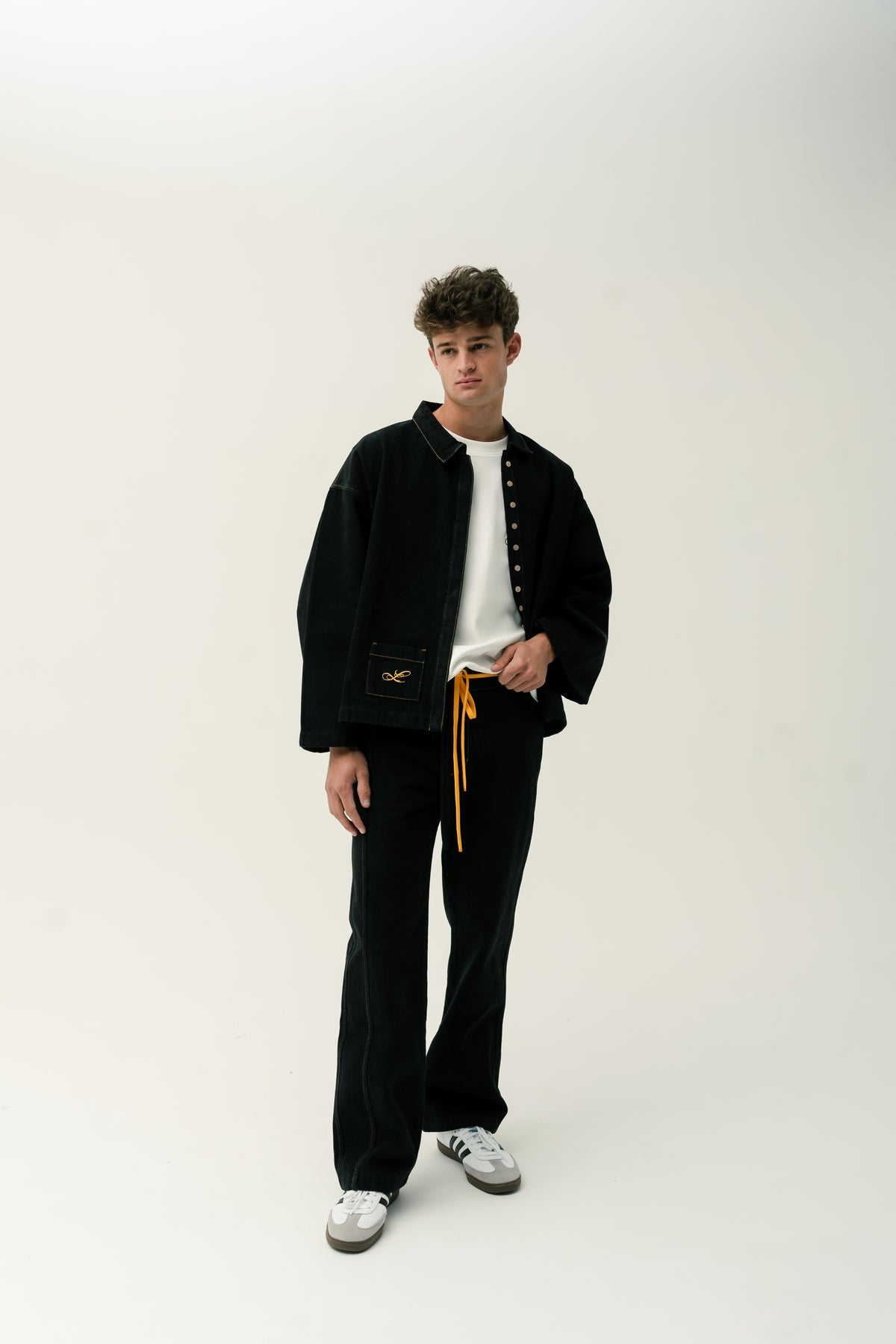 Paneled Drawstring Jeans M Fit