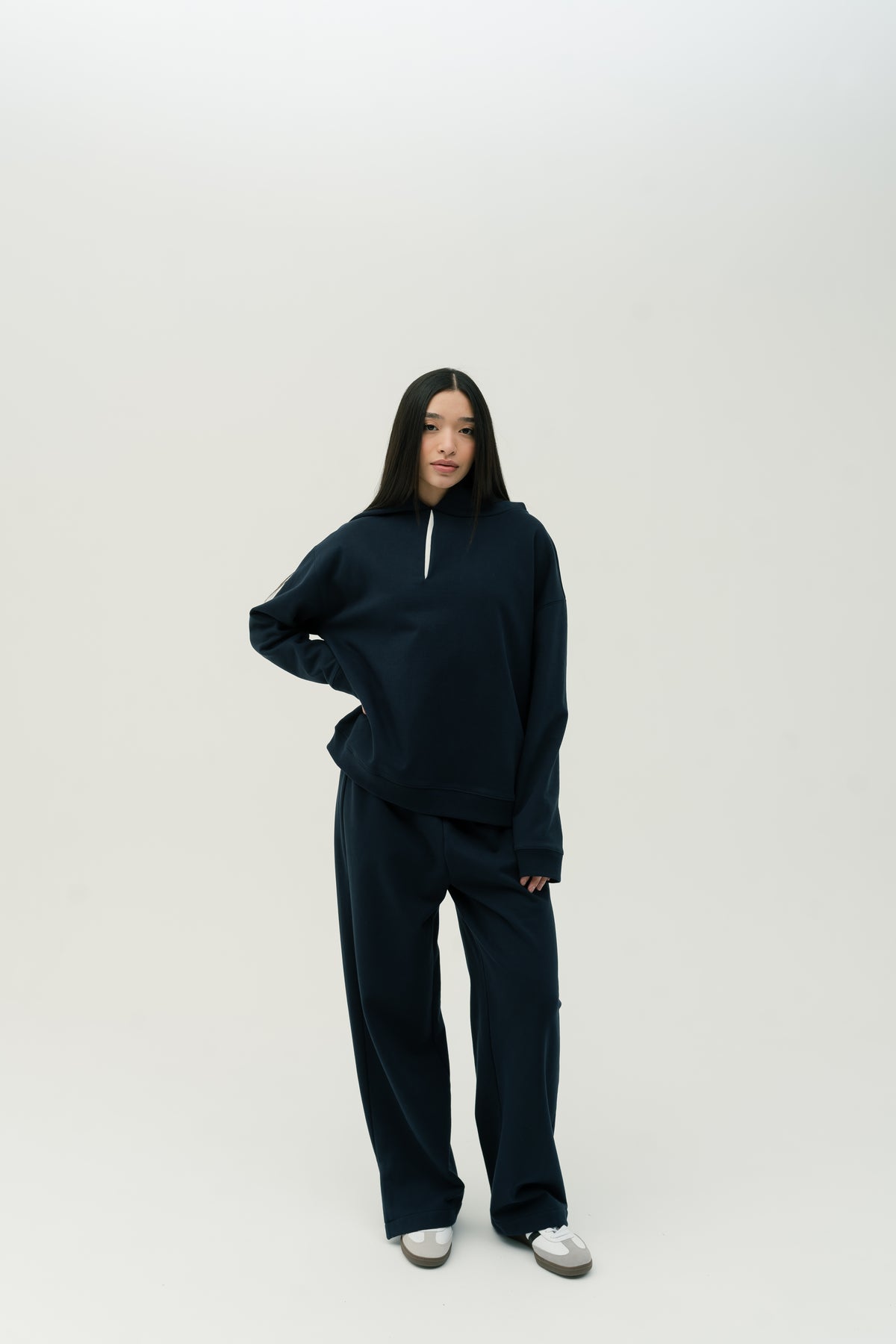 Double L Hidden Placket Hoodie