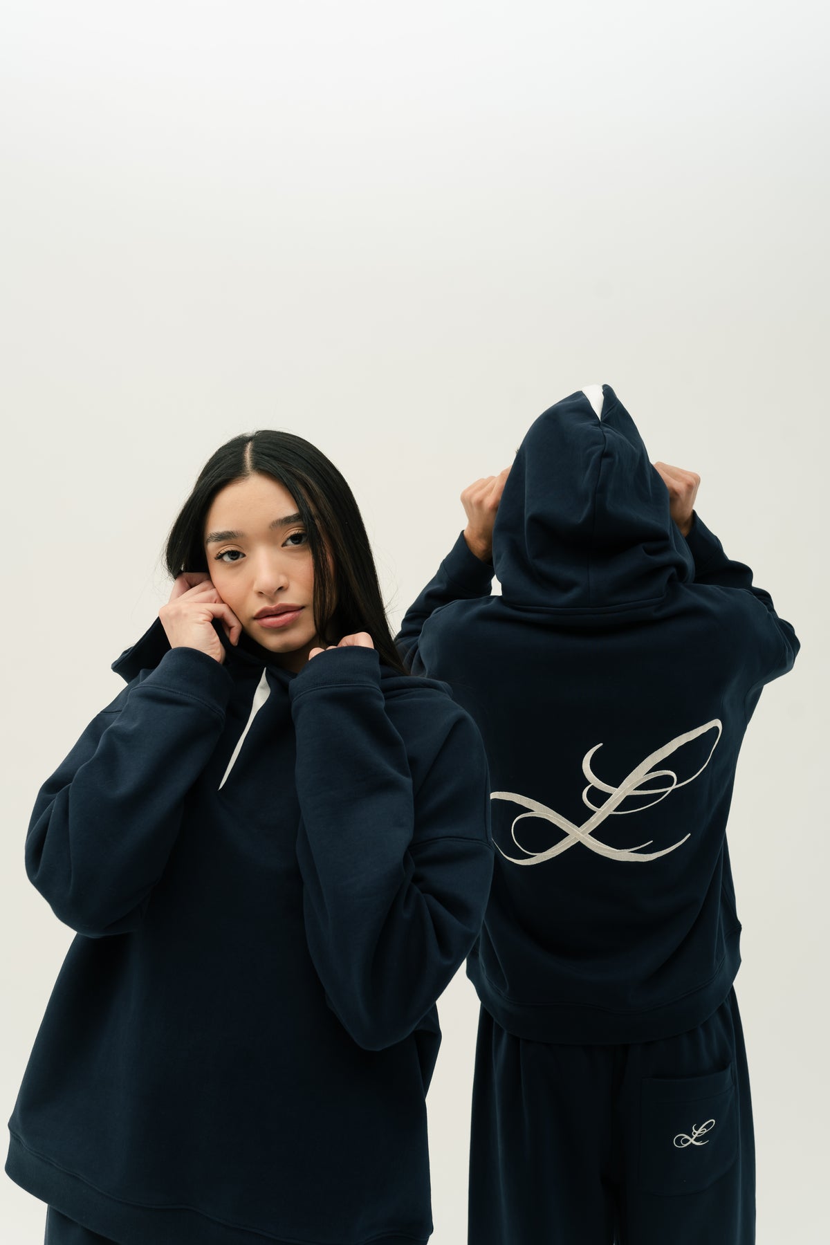 Double L Hidden Placket Hoodie